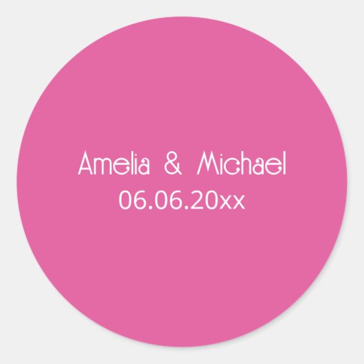 Framboos Roze Save The Date Ronde Sticker (Voorkant)