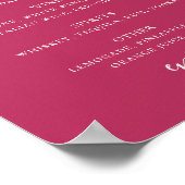 Framboos Roze Script Trouw Dranken Bar Menu Poster (Hoek)