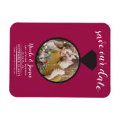 Framboos Roze Trouwring Foto Save the Date Magneet (Horizontaal)