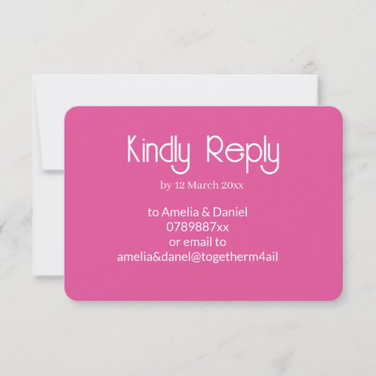 Framboos Roze & Witte Huwelijk RSVP Kaart (Voorkant)