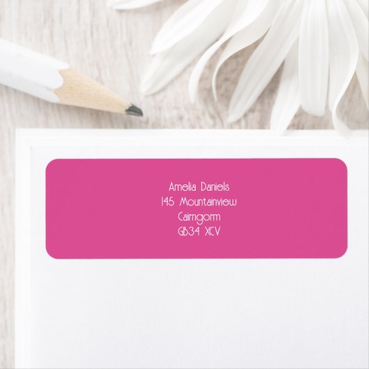Framboos Roze & Witte Moderne Trouwretour Etiket (Insitu)