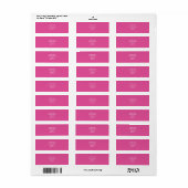 Framboos Roze & Witte Moderne Trouwretour Etiket (Full Sheet)