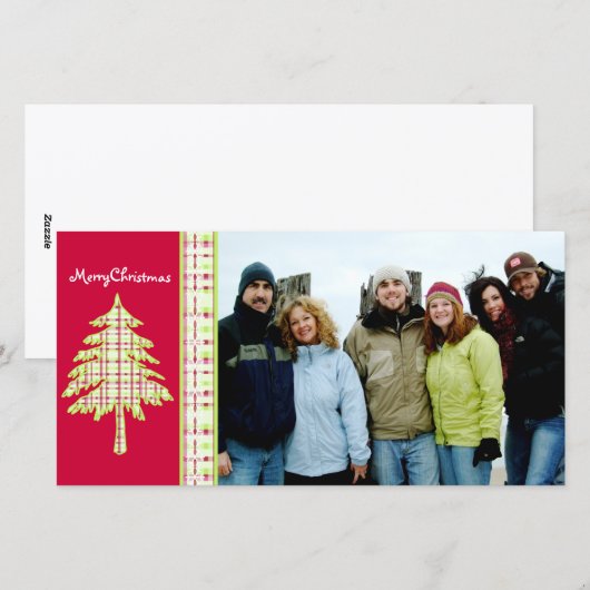 Framboos Schotland Boom & Sneeuwvlok Kerstmis Feestdagenkaart (Voorkant / Achterkant)