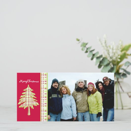 Framboos Schotland Boom & Sneeuwvlok Kerstmis Feestdagenkaart (Staand voorkant)