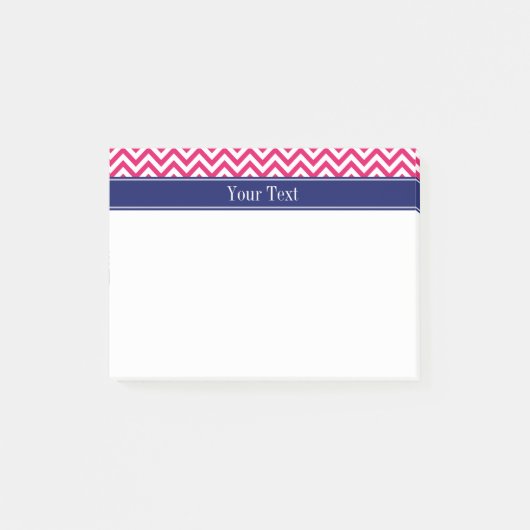 Framboos SLg Chevron Marine Naam Monogram Post-it® Notes (Voorkant)
