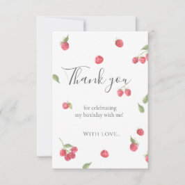 Framboos Sweet Berry Eerste Verjaardagsfeestje Bedankkaart
