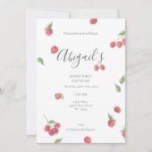 Framboos Sweet Berry Eerste Verjaardagsfeestje Kaart (Voorkant)