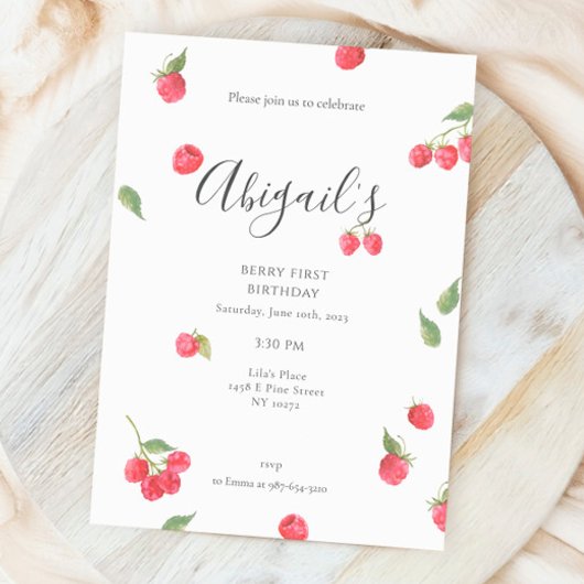 Framboos Sweet Berry Eerste Verjaardagsfeestje Kaart