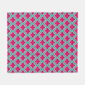 Framboos Teal Witte Marokkaanse Quatrefoil #5DS Fleece Deken (Voorkant (Horizontaal))