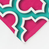 Framboos Teal Witte Marokkaanse Quatrefoil #5DS Fleece Deken (Hoek)