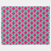 Framboos Teal Witte Marokkaanse Quatrefoil #5DS Fleece Deken (Voorkant (Horizontaal))