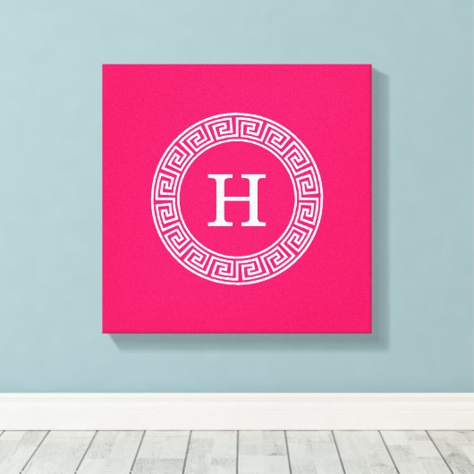 Framboos Wat Grieks Sleutel Rnd Lijst Initiaal Mon Canvas Afdruk (Insitu (Houten vloer))