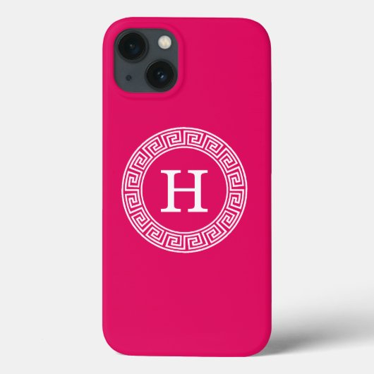 Framboos Wat Grieks Sleutel Rnd Lijst Initiaal Mon Case-Mate iPhone Case (Achterkant)