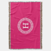 Framboos Wat Grieks Sleutel Rnd Lijst Initiaal Mon Deken (Voorkant Verticaal)