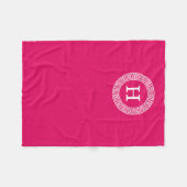 Framboos Wat Grieks Sleutel Rnd Lijst Initiaal Mon Fleece Deken (Voorkant (Horizontaal))