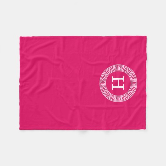 Framboos Wat Grieks Sleutel Rnd Lijst Initiaal Mon Fleece Deken (Voorkant (Horizontaal))