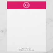 Framboos Wat Grieks Sleutel Rnd Lijst Initiaal Mon Gepersonaliseerd Briefhoofd (Voorkant)