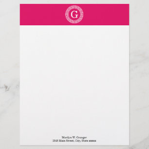 Framboos Wat Grieks Sleutel Rnd Lijst Initiaal Mon Gepersonaliseerd Briefhoofd