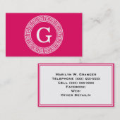 Framboos Wat Grieks Sleutel Rnd Lijst Initiaal Mon Visitekaartje (Voorkant / Achterkant)