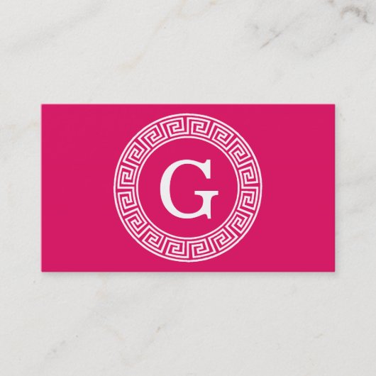 Framboos Wat Grieks Sleutel Rnd Lijst Initiaal Mon Visitekaartje (Voorkant)