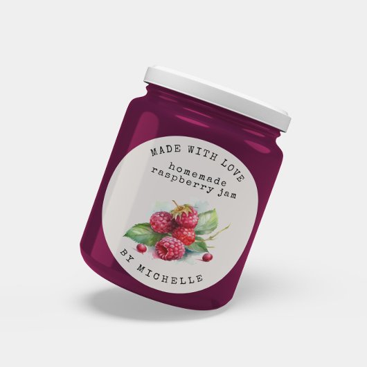 Framboos Waterverf Jam Label Inmaak Sticker