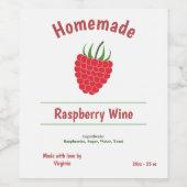 Framboos Wijnfles Etiket Sticker (Enkel label)