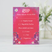 Framboos Wilde Bloem - RSVP kaart verticaal (Staand voorkant)
