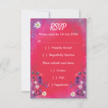 Framboos Wilde Bloem - RSVP kaart verticaal