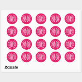 Framboos Witte Preppy Wing Rank Monogram Doe-het-z Ronde Sticker (Vel)