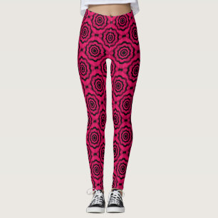 Framboos Zwarte Bloem Naadloos Patroon Leggings