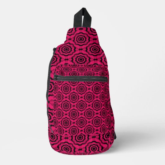 Framboos Zwarte Bloem Naadloos Patroon Sling Bag (Voorkant)