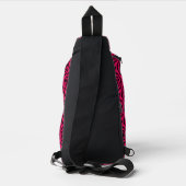 Framboos Zwarte Bloem Naadloos Patroon Sling Bag (Achterkant)
