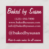 Frambose Linzer Torte Cookie gebak van bakkerij Vierkante Visitekaartje (Achterkant)