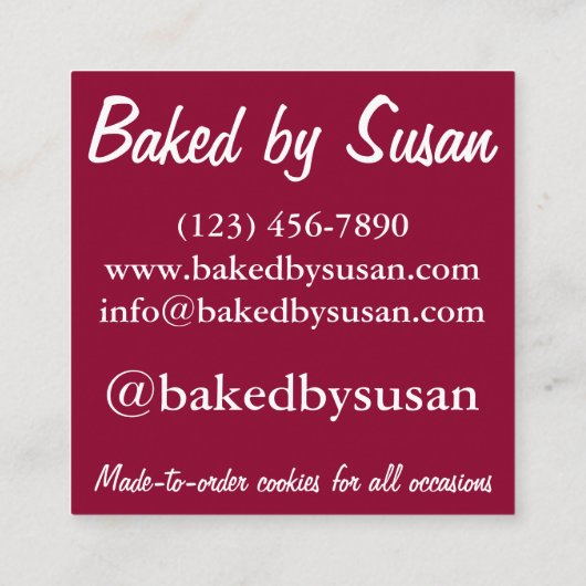 Frambose Linzer Torte Cookie gebak van bakkerij Vierkante Visitekaartje (Achterkant)