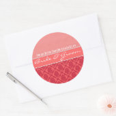 Frambose op roze koraal Damask Wedding Stickers (Envelop)