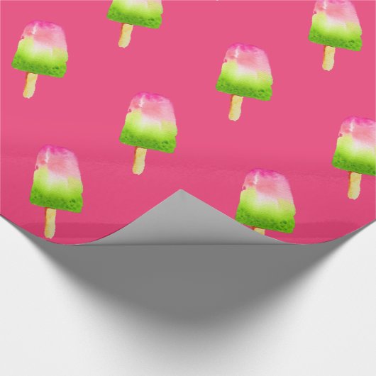 Frambose popsiche pop schattig eten cadeaupapier (Hoek)