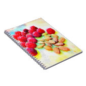 Frambozen Almonds Healthy Snack Waterverf Notitieboek (Rechterzijde)