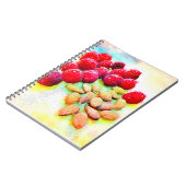Frambozen Almonds Healthy Snack Waterverf Notitieboek (Linkerzijde)