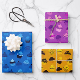 Frambozen, blauwe bosbessen en banaancupcakes inpakpapier vel