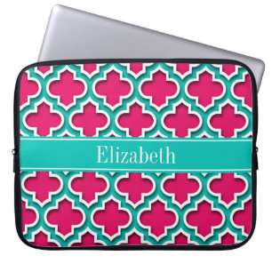 Frambozen, Blauwgroen Marokkaans #5DS Monogram Bla Laptop Sleeve