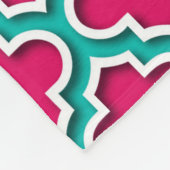 Frambozen Blauwgroen wit Marokkaans Quatrefoil #5D Fleece Deken (Hoek)