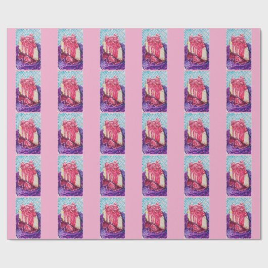 Frambozen Cake Cadeaupapier (Vlak)