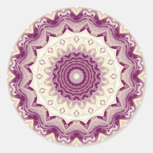 Frambozen & Crème Kaleidoscoop Ronde Sticker (Voorkant)