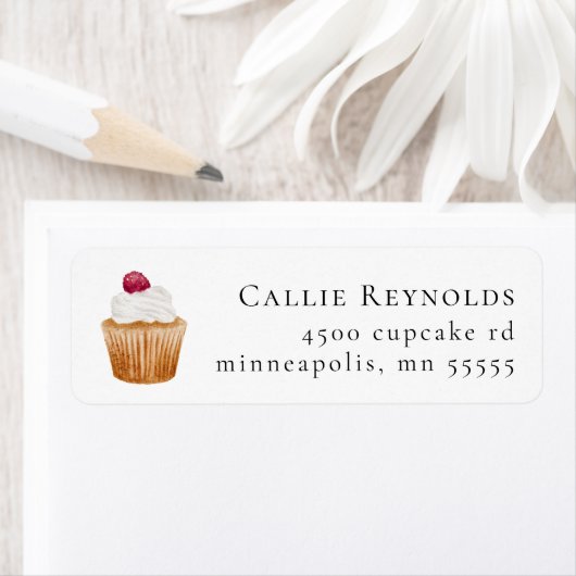 Frambozen Cupcake Retouradres Etiket (Insitu)
