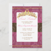 Frambozen Damask Sweet 16/ tiara/ uitnodigingen (Achterkant)