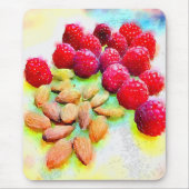 Frambozen en Almonds Healthy Snack Waterverf Muismat (Voorkant)