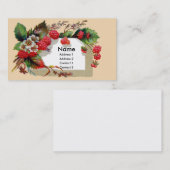 Frambozen en bloesems Victoriaans Visitekaartje (Voorkant / Achterkant)