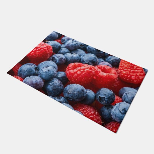 Frambozen en bosbessen deurmat (Schuin)