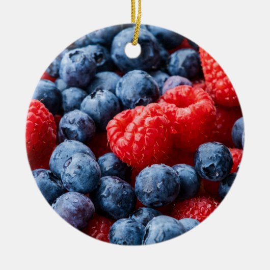 Frambozen en bosbessen keramisch ornament (Voorkant)