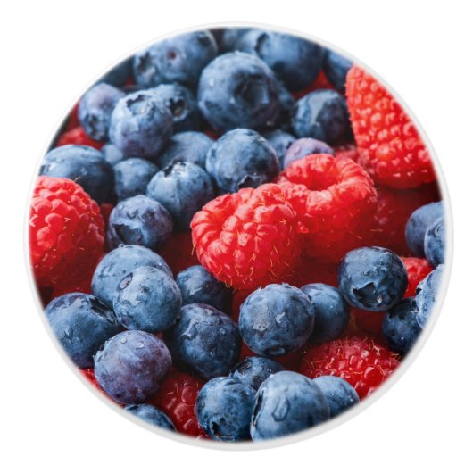 Frambozen en bosbessen keramische knop (Voorkant)